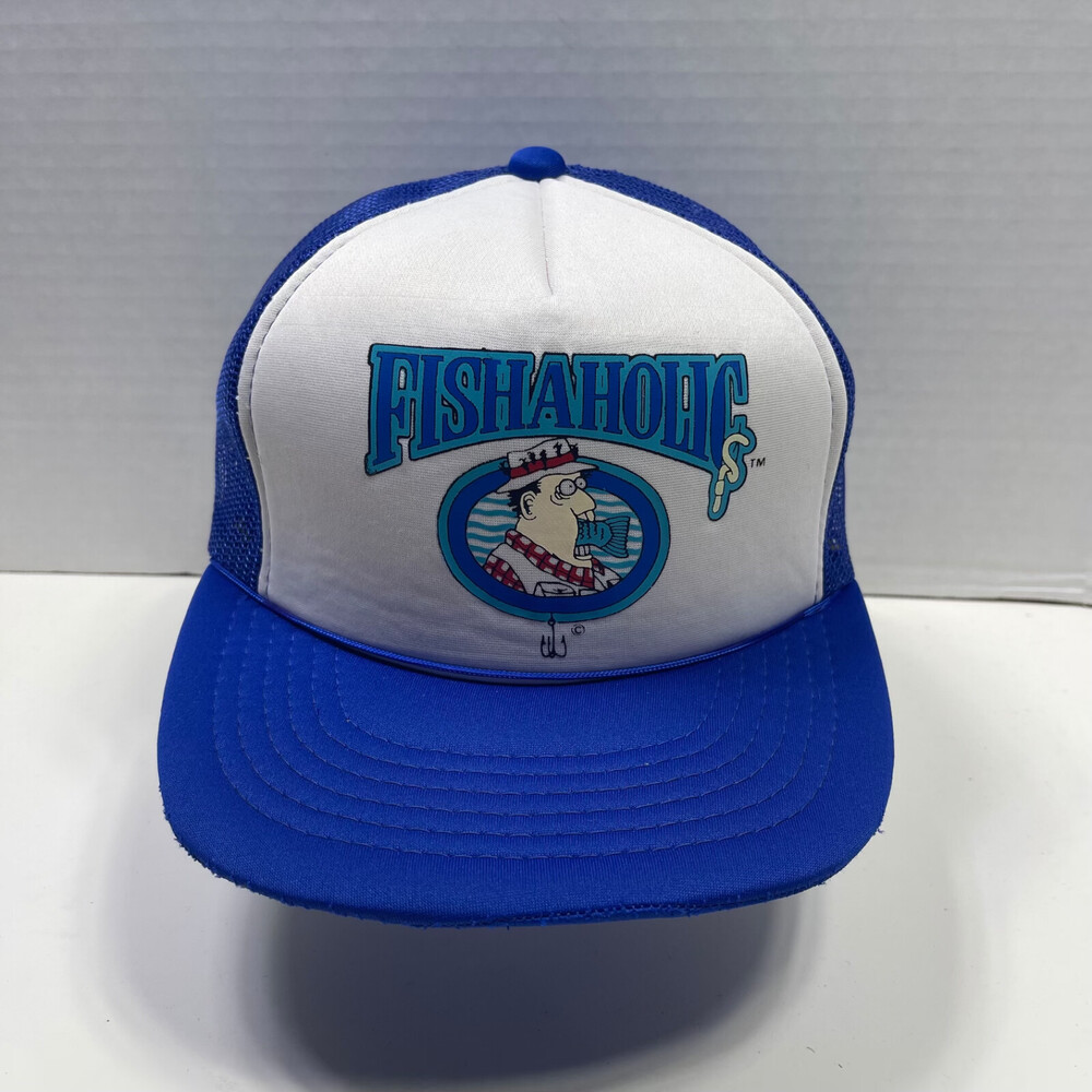 Vintage Fishaholic Trucker Hat Fishing Mesh Trucker Youngan Snapback Hat Humor